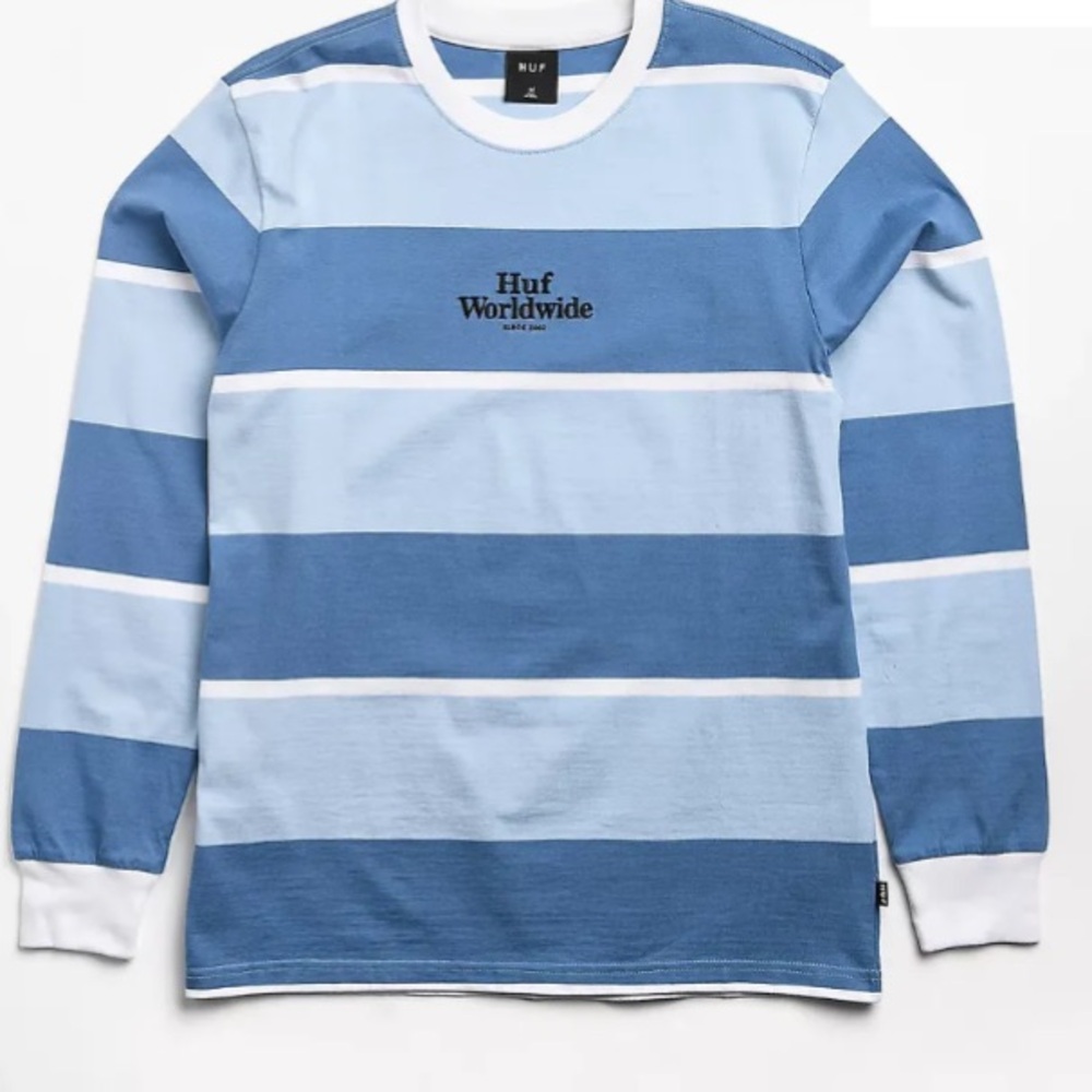 RARE/HUF Blue Long Sleeve Striped Tee